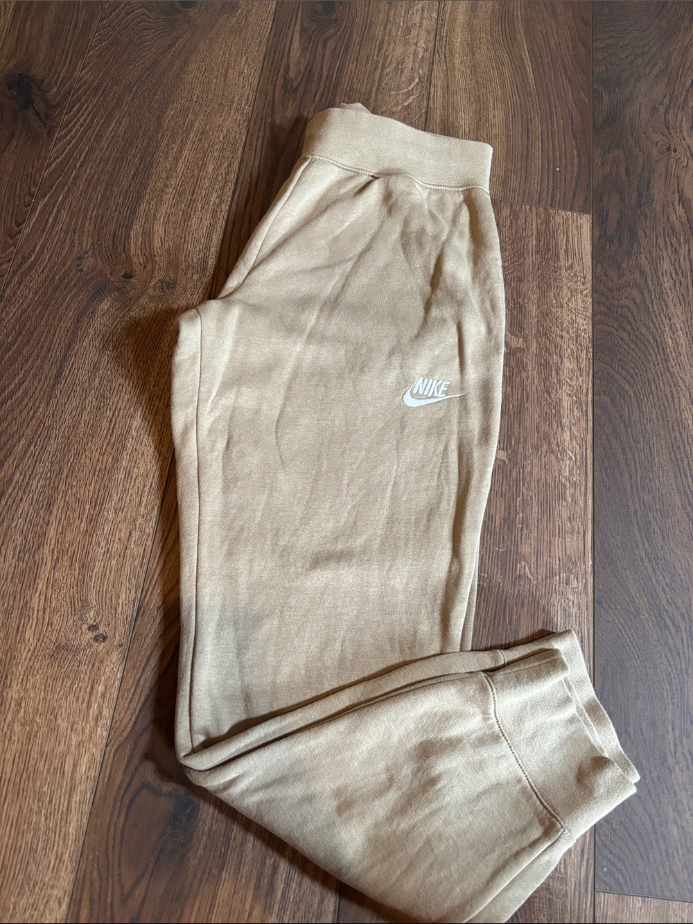 Nike Beige Sweatpants with White Swoosh